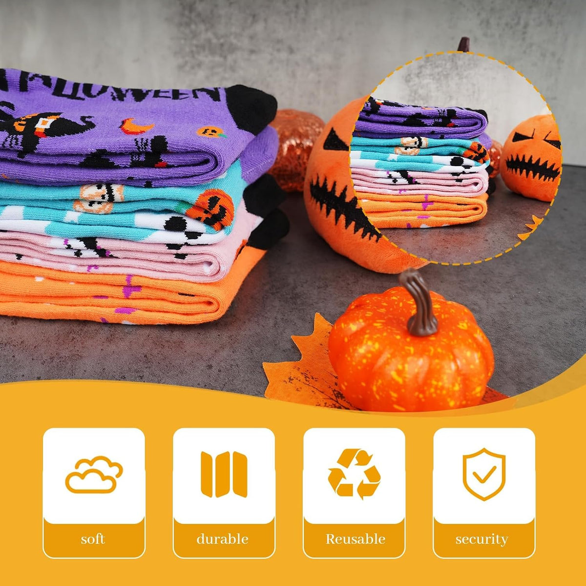 Colorful Halloween Novelty Socks - 4 Pairs - product image 5