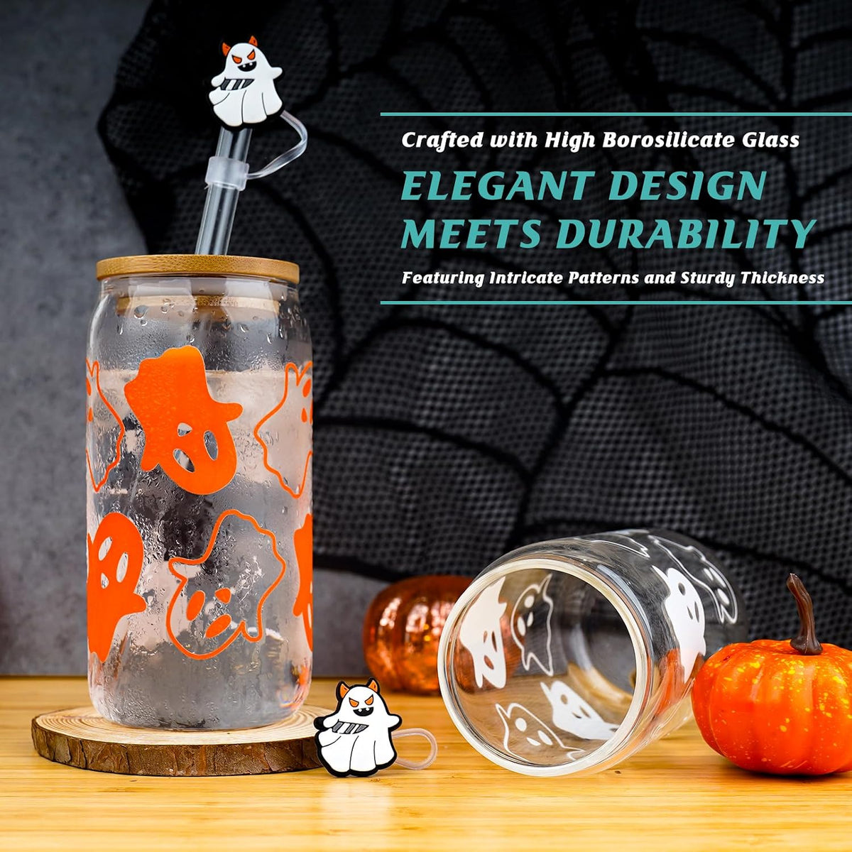 Color Changing Orange Ghost Glass Cup - 18 oz - product image 3