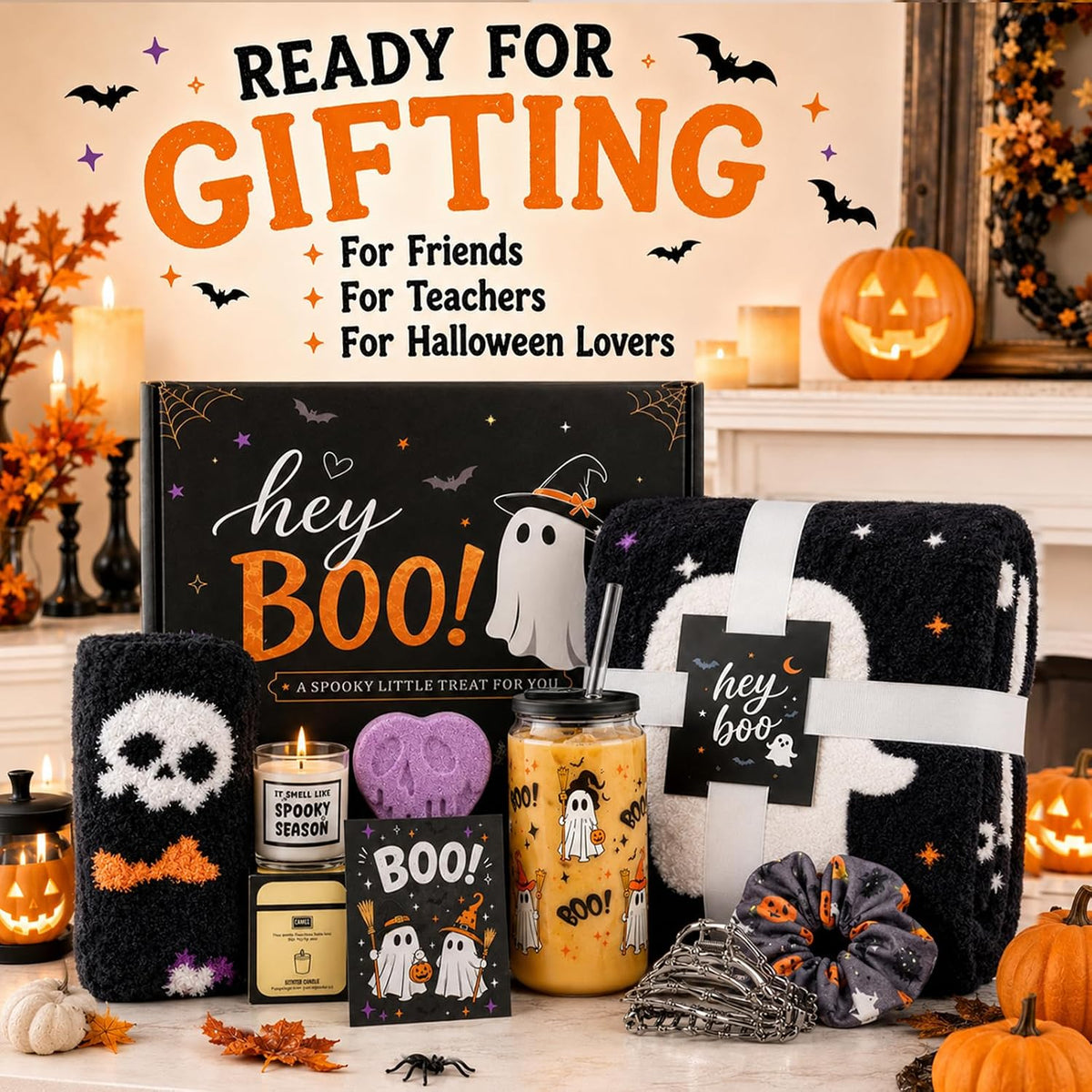 Black Halloween Boo Basket Gift Set with Blanket - product image 8