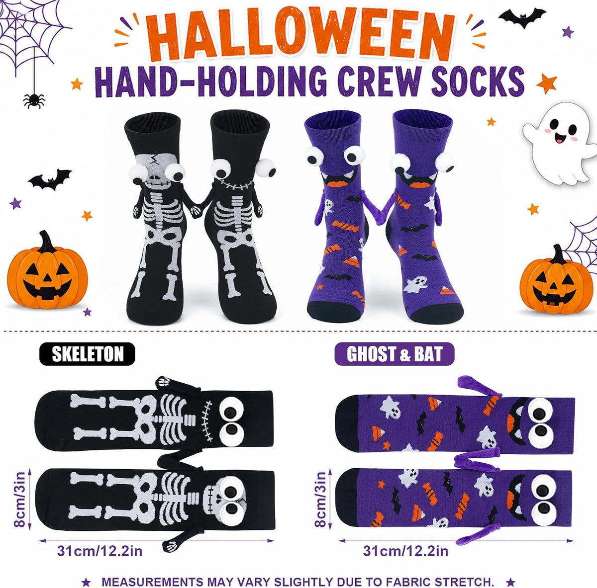 Black and Purple Hand-Holding Halloween Socks - 2 Pairs - product image 4