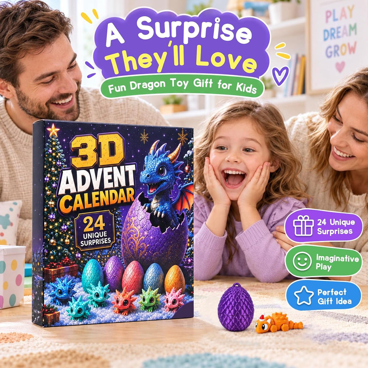 ANOTION 3D Animal and Dragon Advent Calendar - 24 Days - product view 6