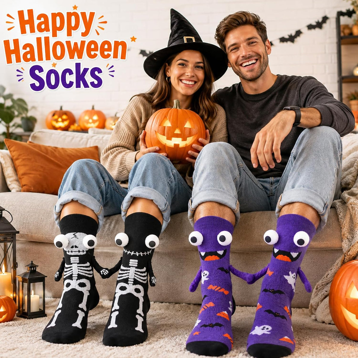 Black and Purple Hand-Holding Halloween Socks - 2 Pairs - product image 2