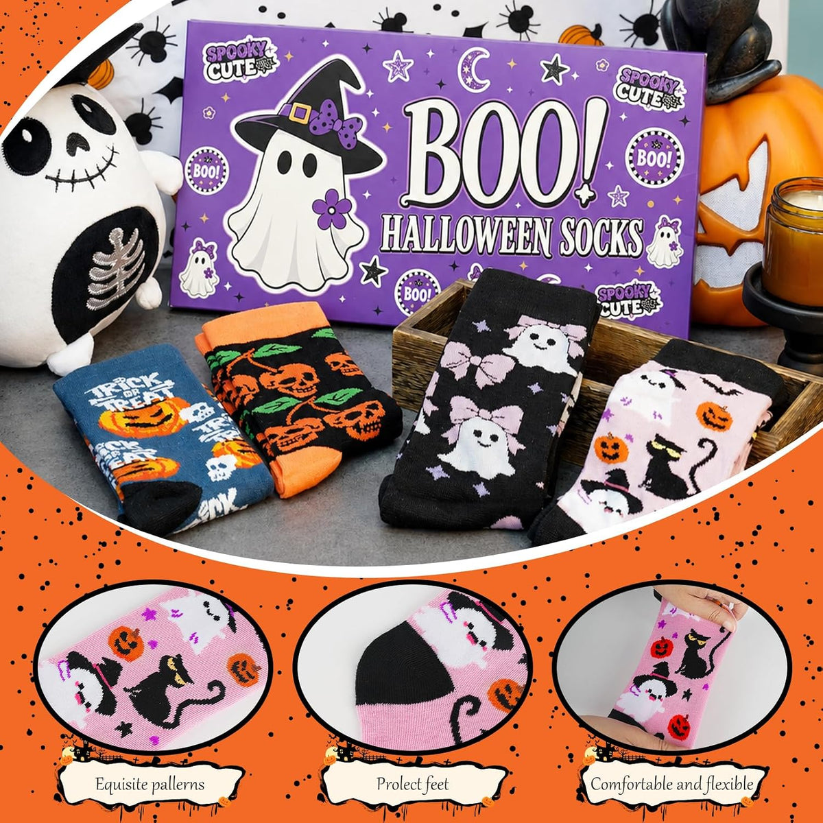 Halloween Socks Gift Set in Coffin Box - 4 Pairs - product image 3