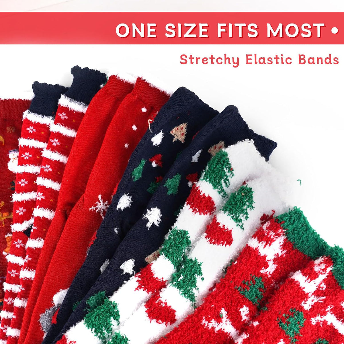 ANOTION Fuzzy Christmas Socks Advent Calendar - 12 Pairs - product view 2