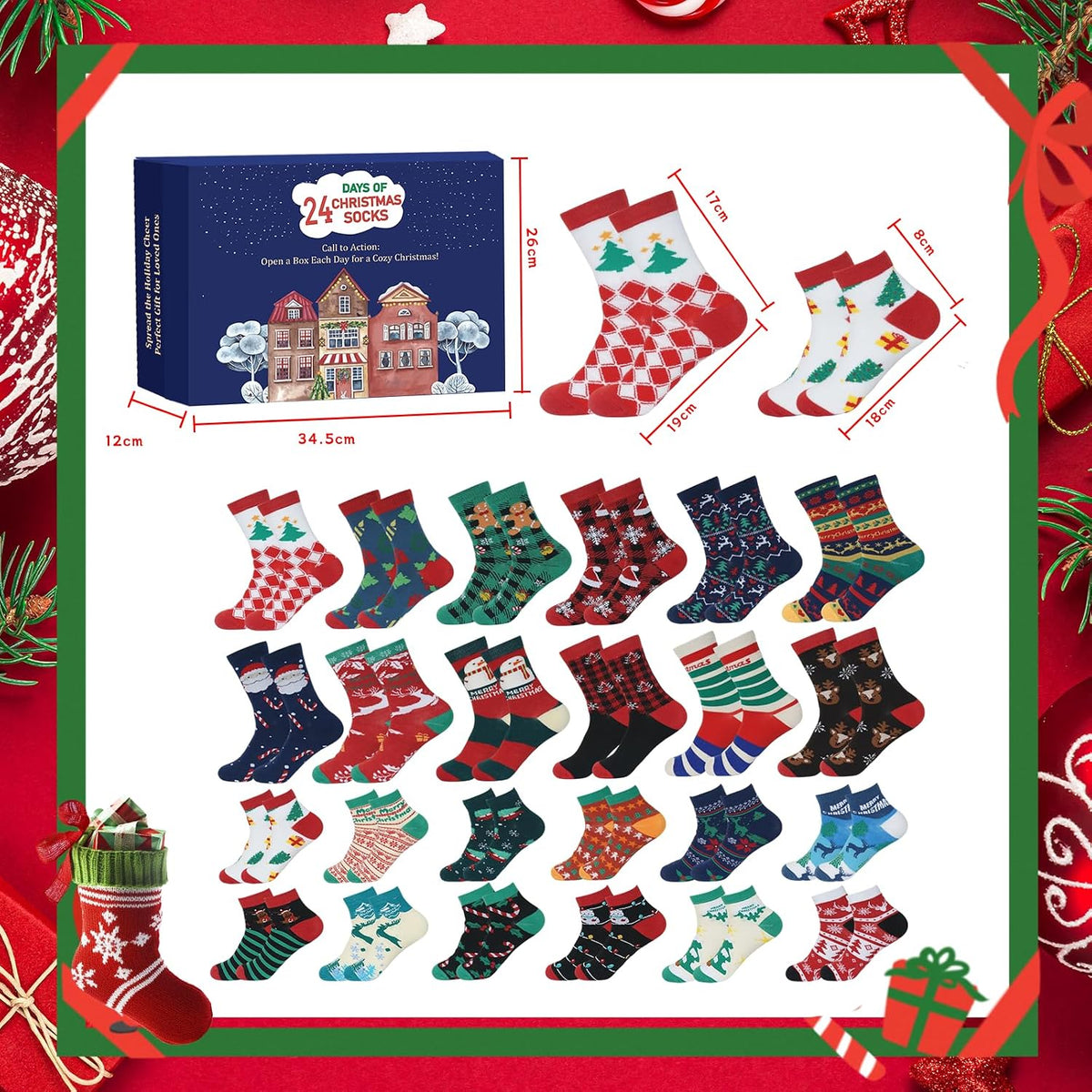 Mason Life Christmas Socks Advent Calendar - 24 Pairs - product view 2