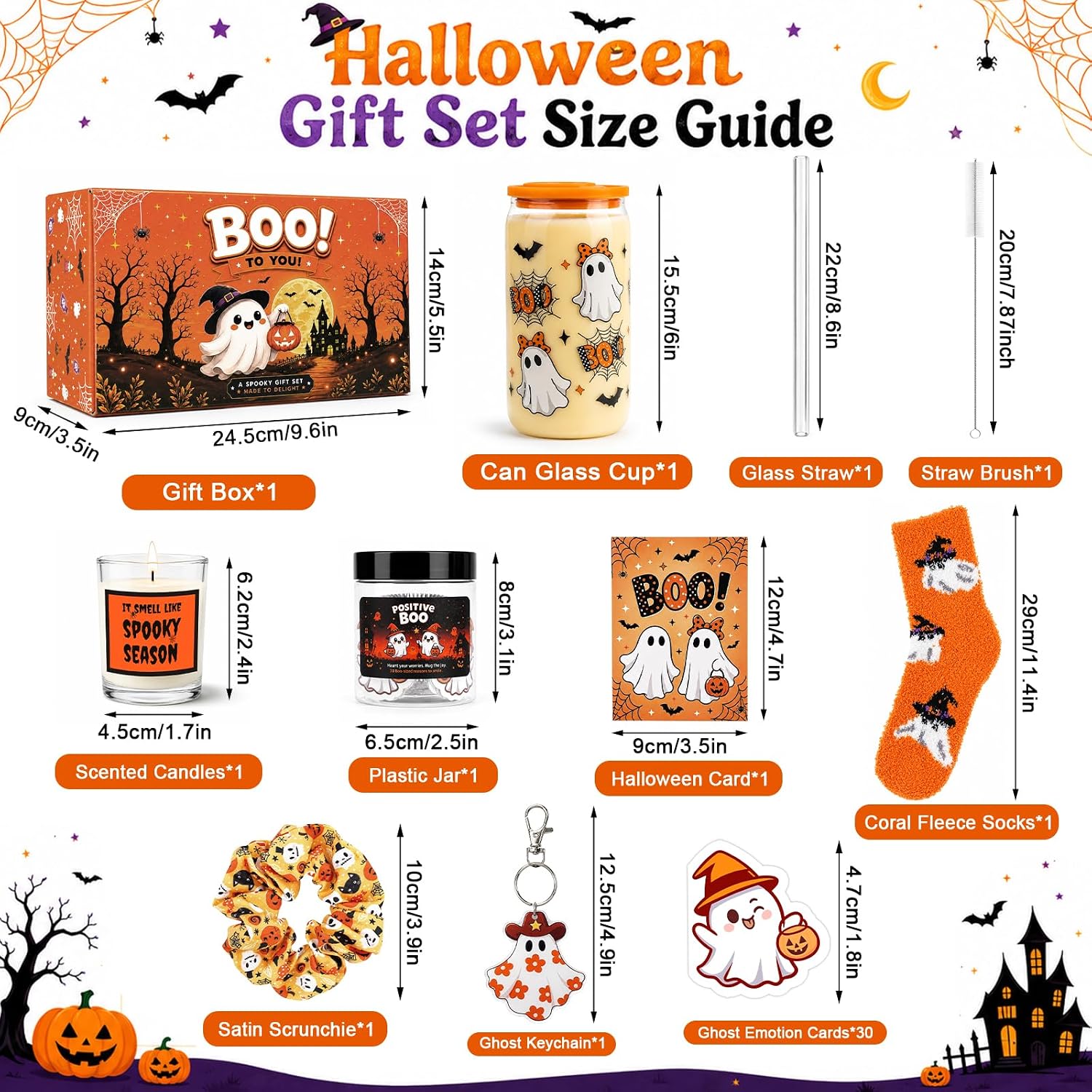 Orange Halloween Boo Basket for Women - 12 Piece - image 3