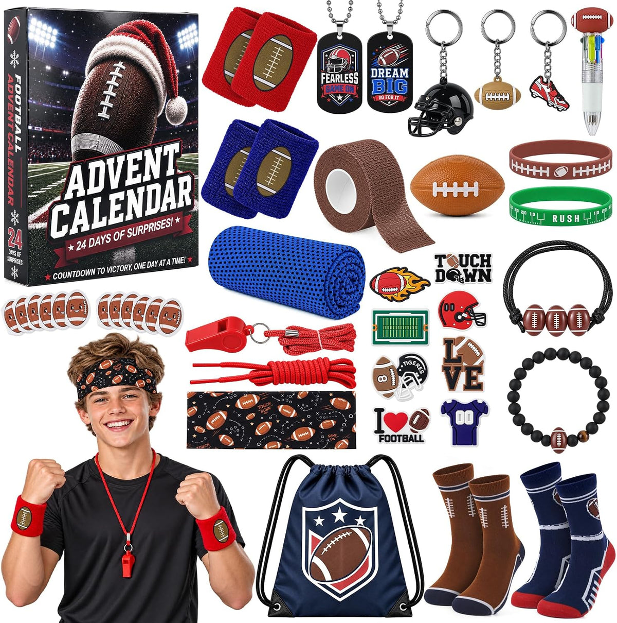 ANOTION American Football Advent Calendar - 24 Days - set and countdown packaging