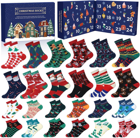 Mason Life Christmas Socks Advent Calendar - 24 Pairs - set and countdown packaging