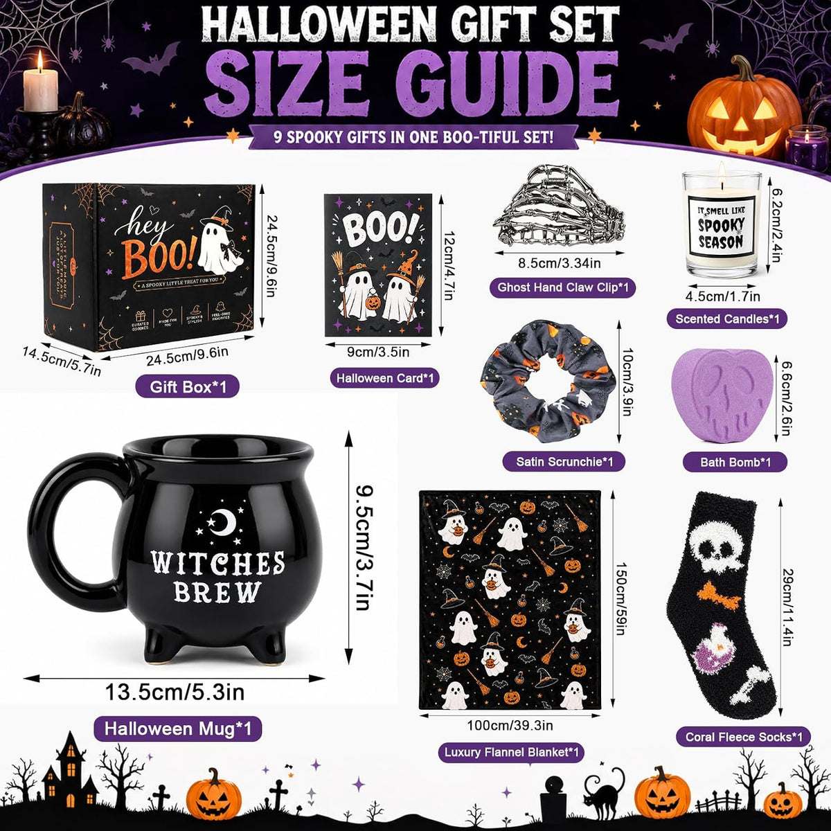 Black Halloween Boo Basket with Cauldron Mug and Blanket - product image 3