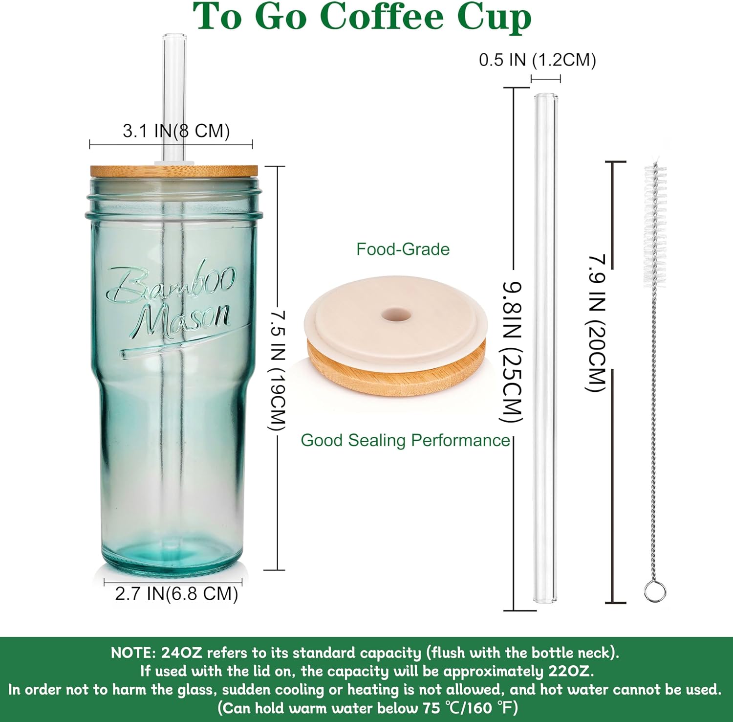 Bamboo Mason Jar - 24 oz product image 2