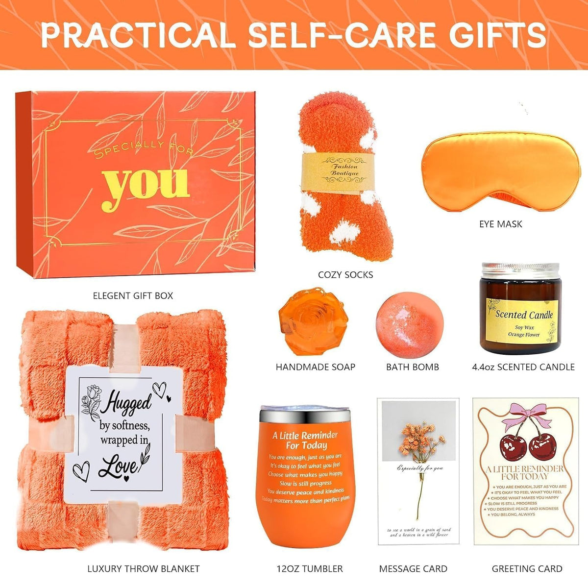 Orange Fall Self-Care Gift Set with Blanket - product image 3