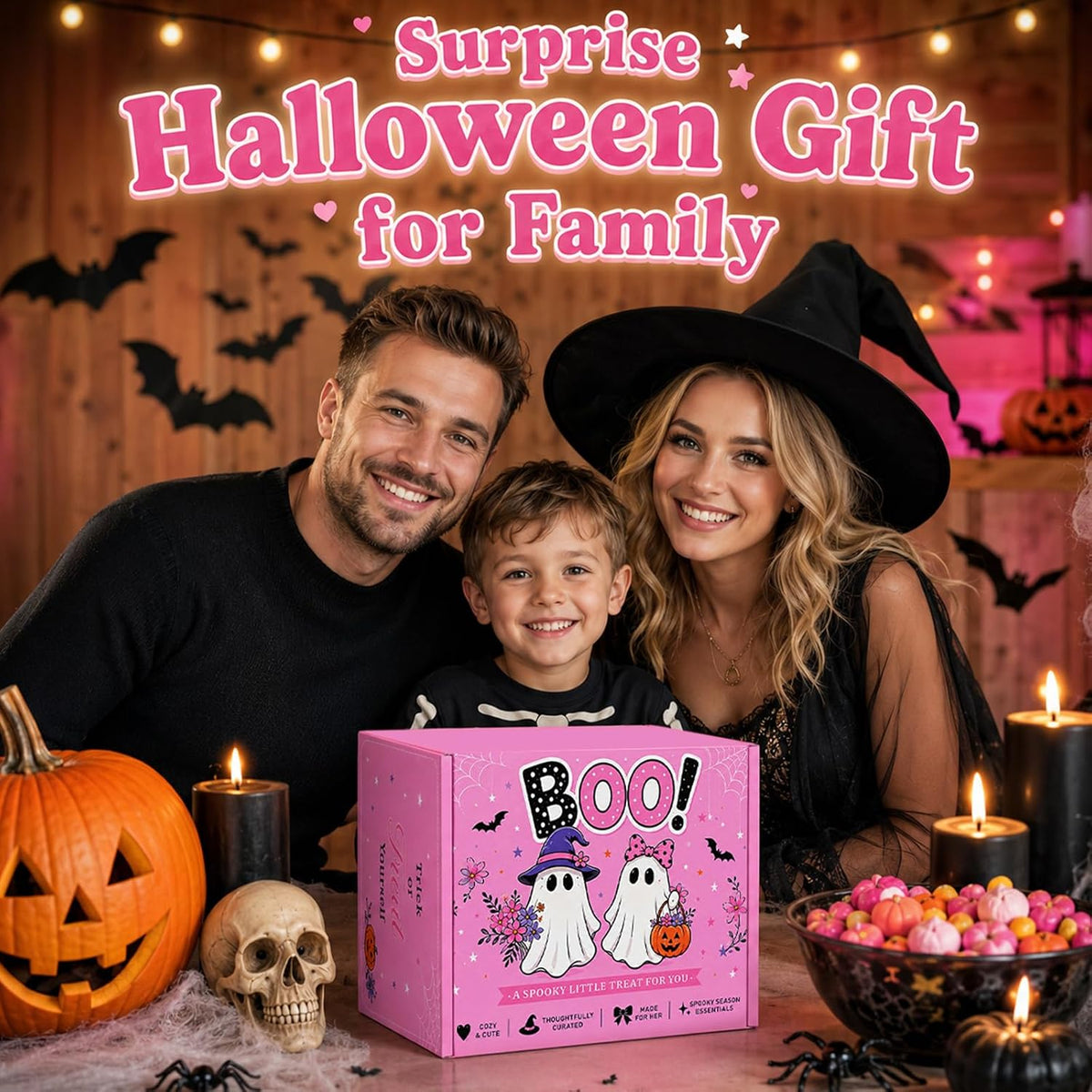 Pink Halloween Boo Basket with Cauldron Mug and Blanket - product image 4