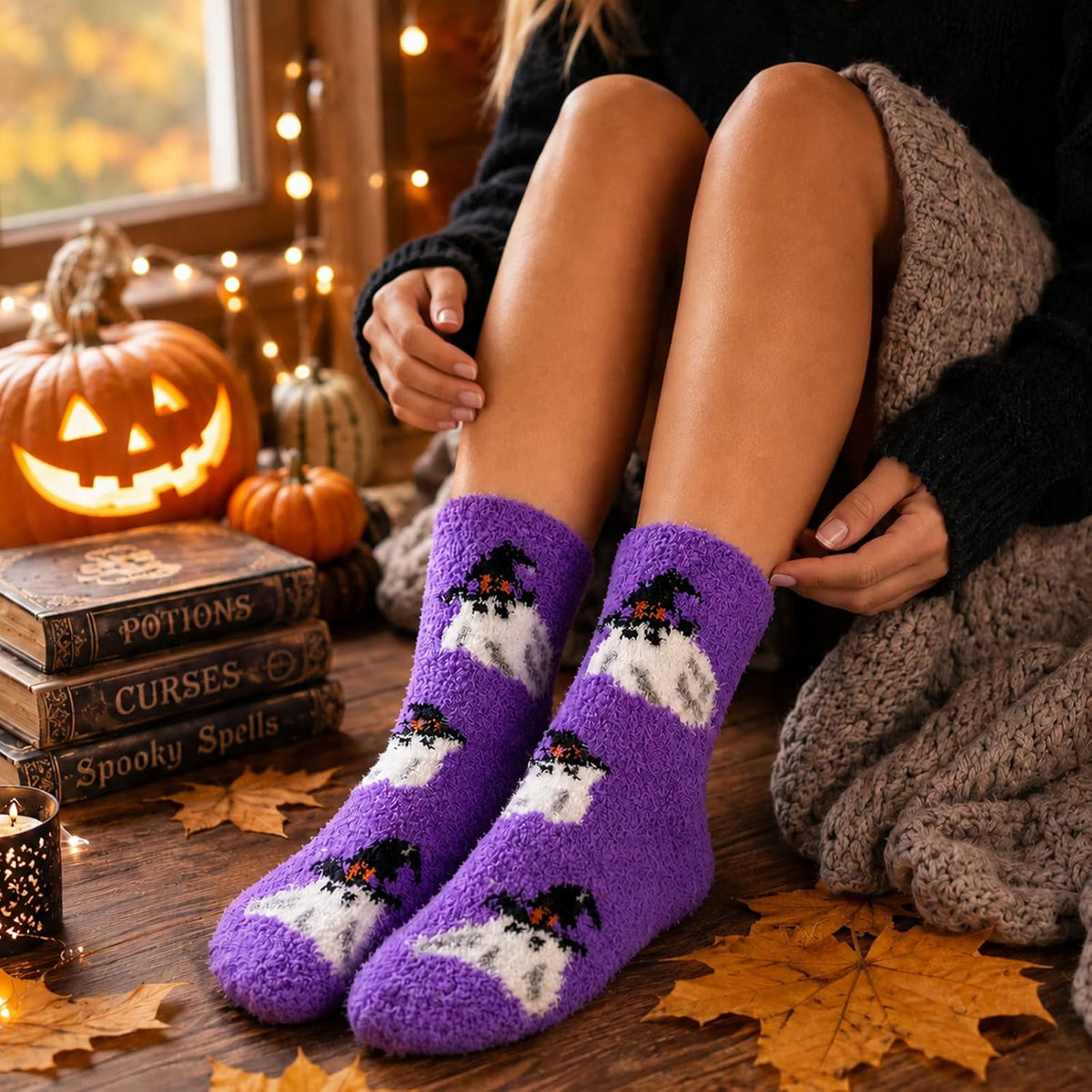 Purple Halloween Boo Basket with Glass Cup and Blanket - product image 7