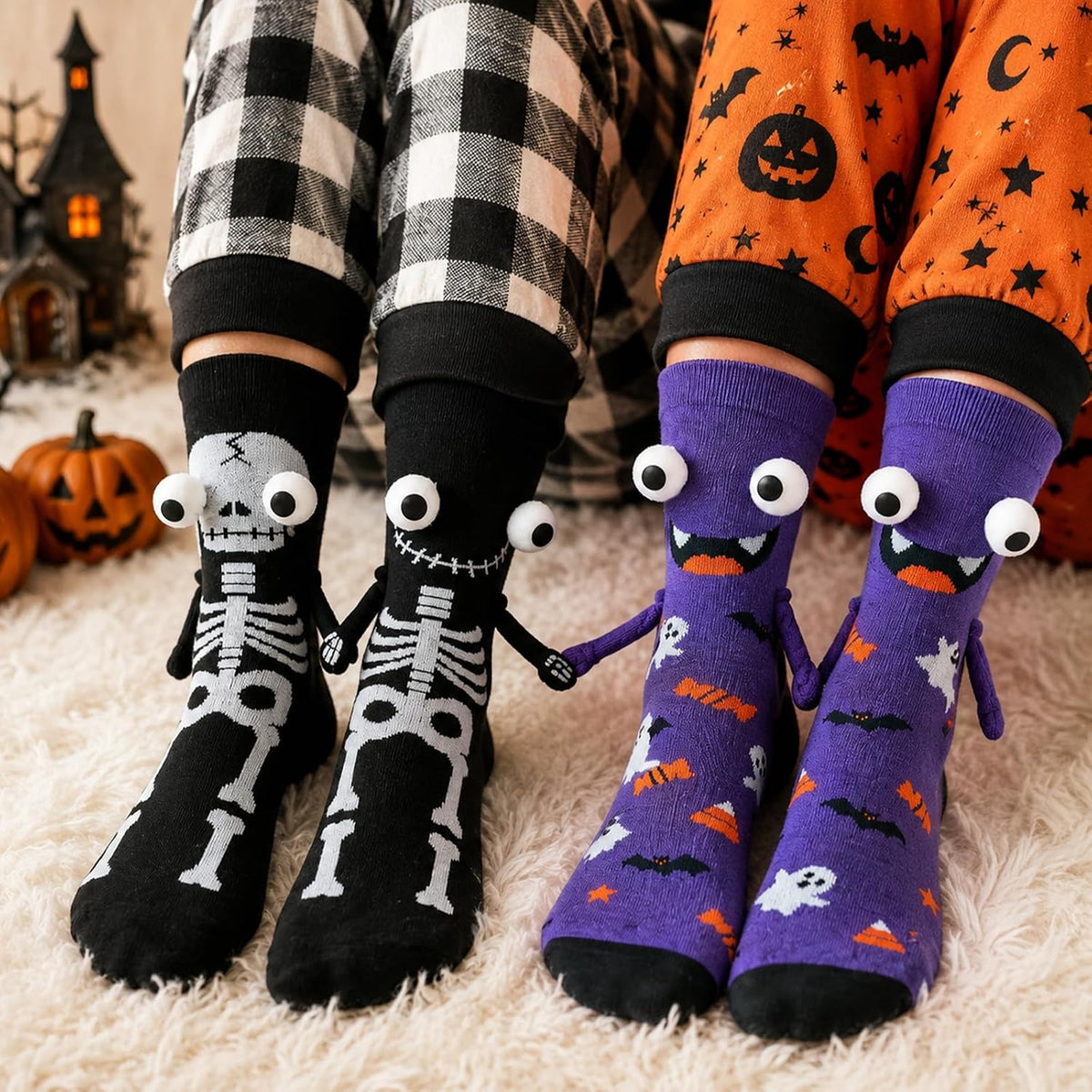 Black and Purple Hand-Holding Halloween Socks - 2 Pairs - product image 7