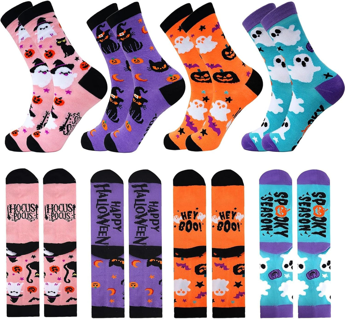 Colorful Halloween Novelty Socks - 4 Pairs - product image 1