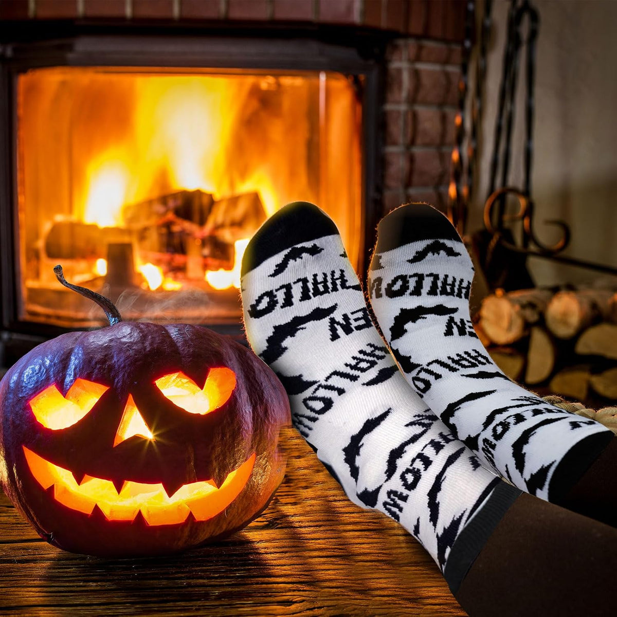 Black and White Halloween Novelty Socks - 4 Pairs - product image 6