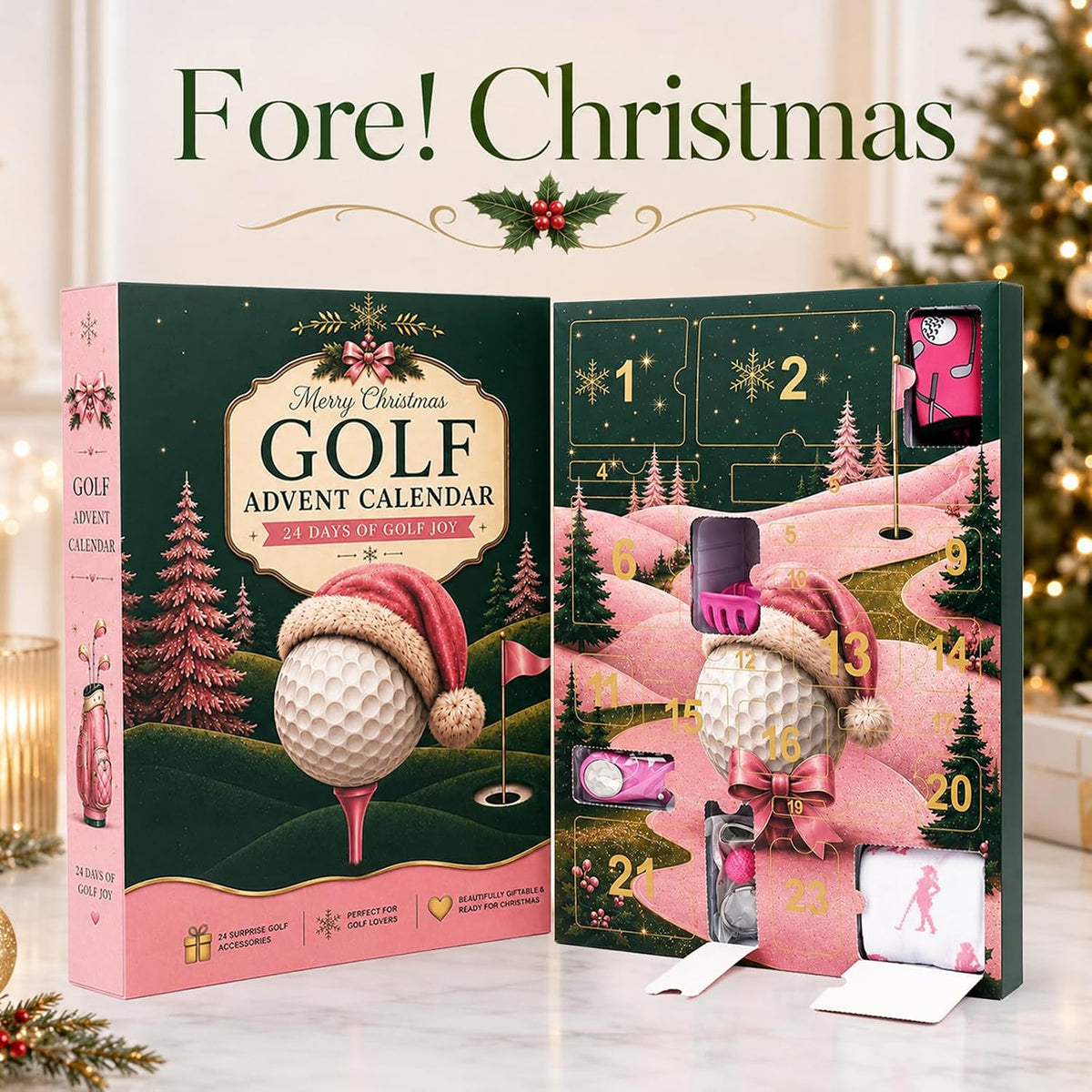 ONEHAUS Pink Golf Advent Calendar - 24 Days - product view 2