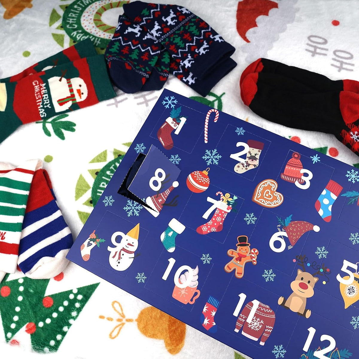 ANOTION Christmas Socks Advent Calendar for Men - 12 Pairs - product view 2