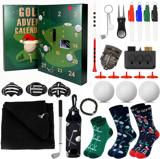 ONEHAUS Green Golf Advent Calendar - 24 Days - set and countdown packaging