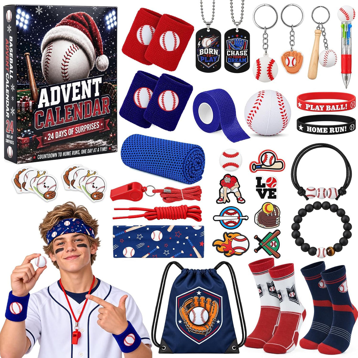 ANOTION Baseball Advent Calendar - 24 Days - set and countdown packaging