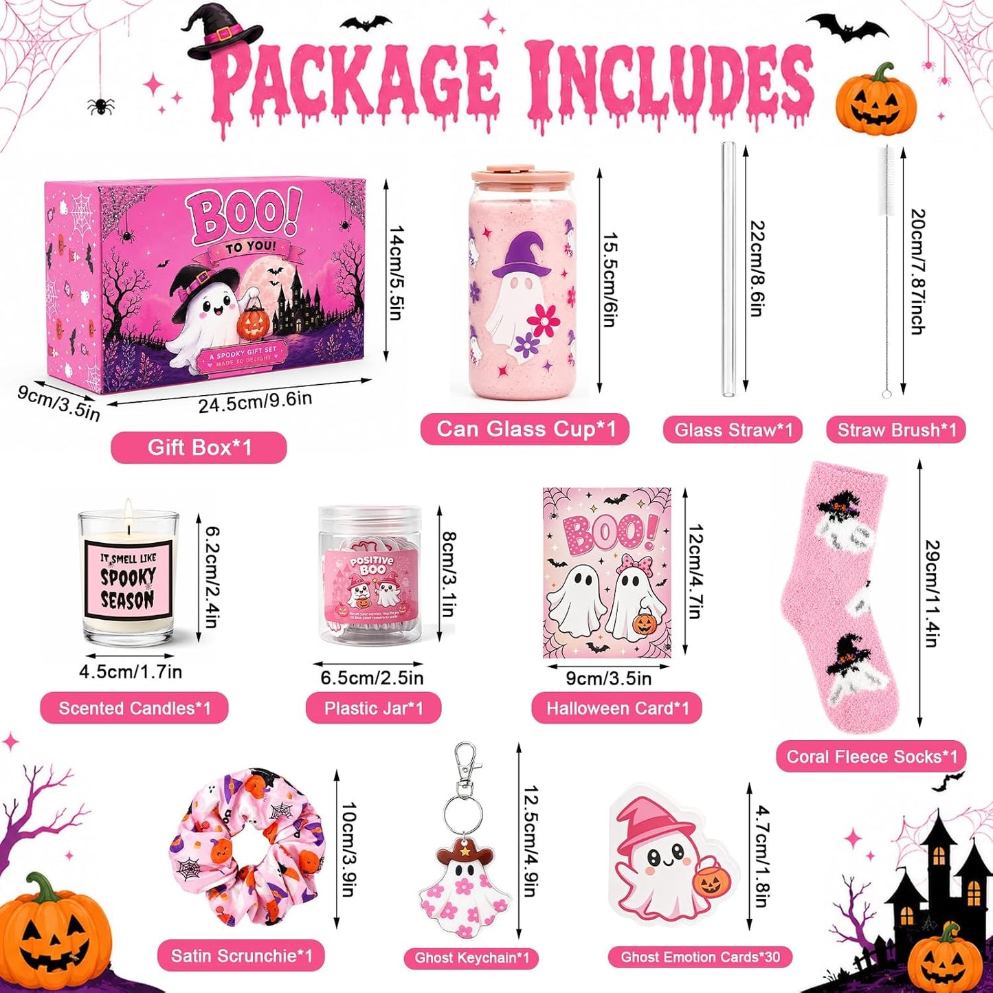 Pink Halloween Boo Basket for Women - 12 Piece - image 3