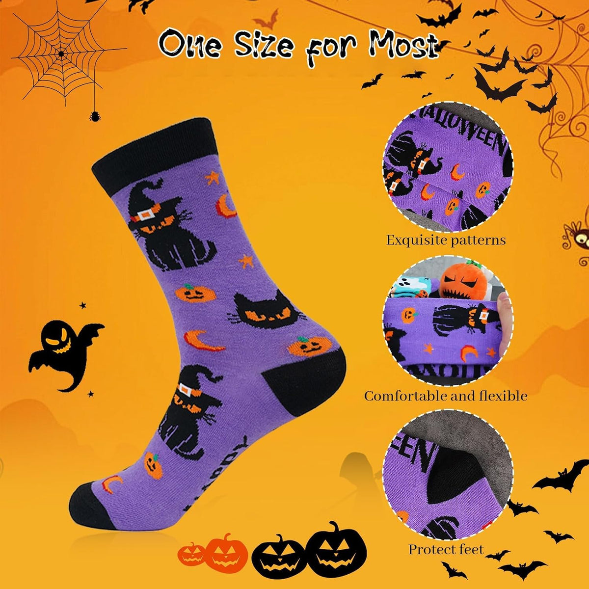 Colorful Halloween Novelty Socks - 4 Pairs - product image 3