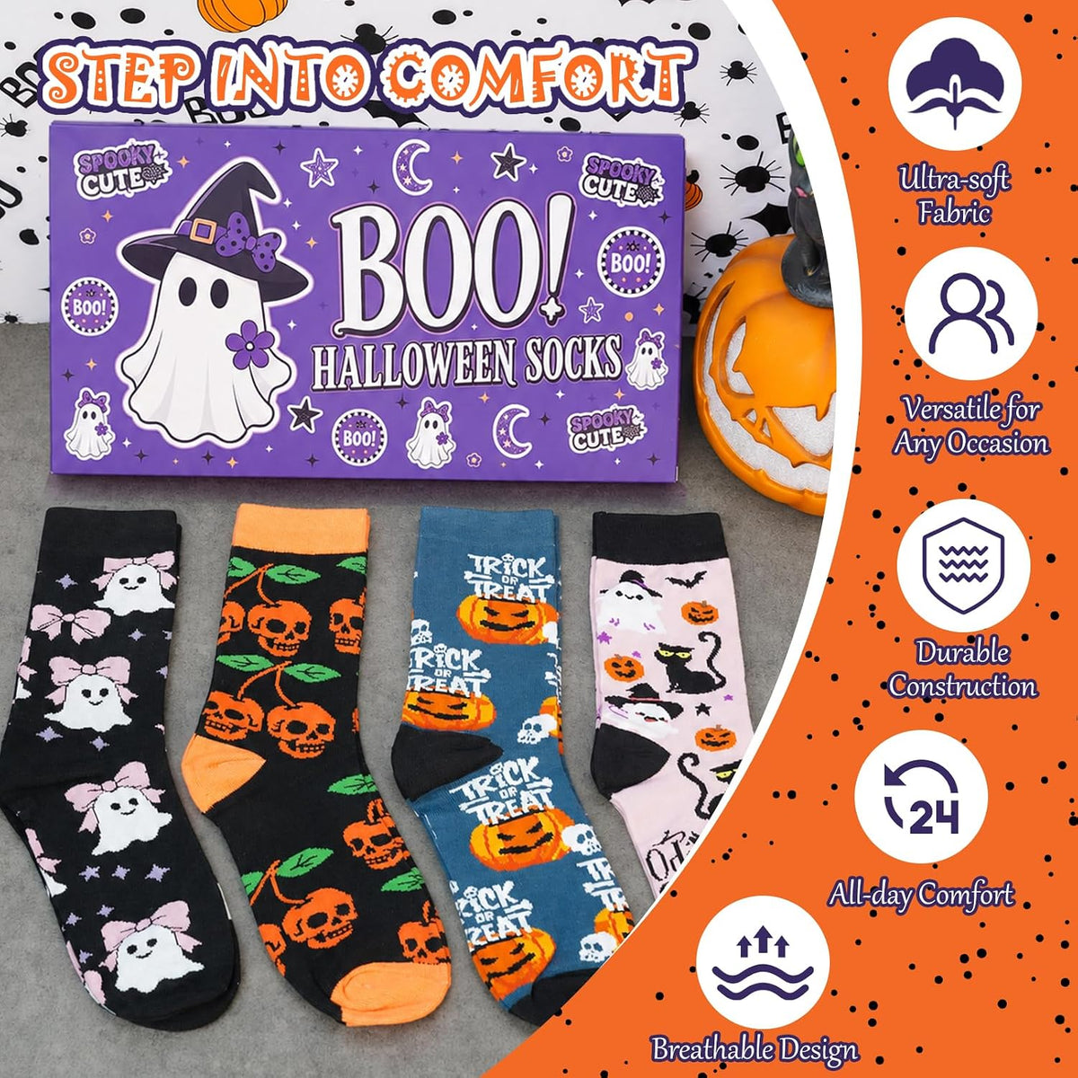 Halloween Socks Gift Set in Coffin Box - 4 Pairs - product image 5