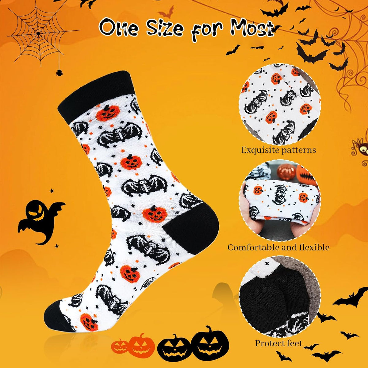 Black and White Halloween Novelty Socks - 4 Pairs - product image 4