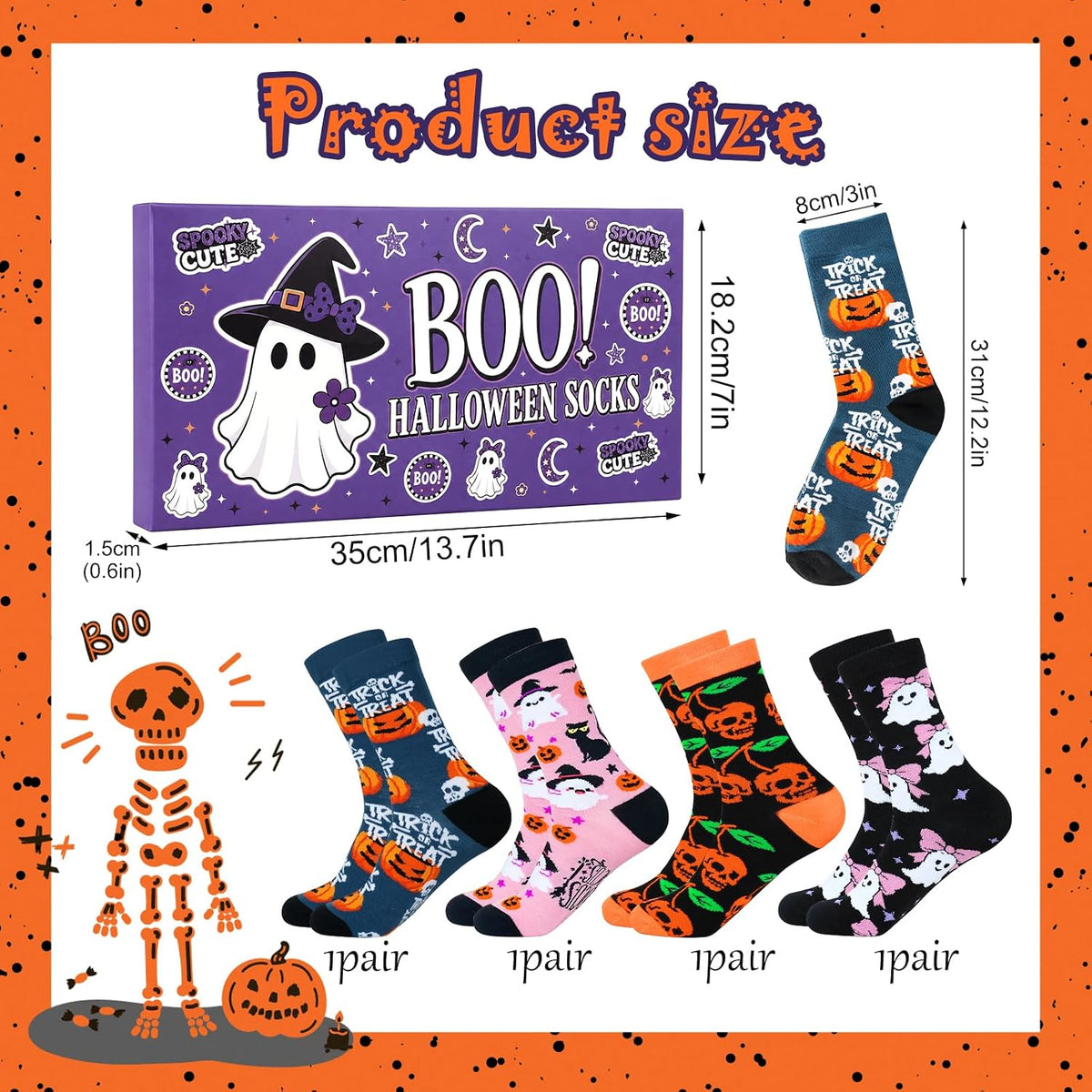 Halloween Socks Gift Set in Coffin Box - 4 Pairs - product image 2