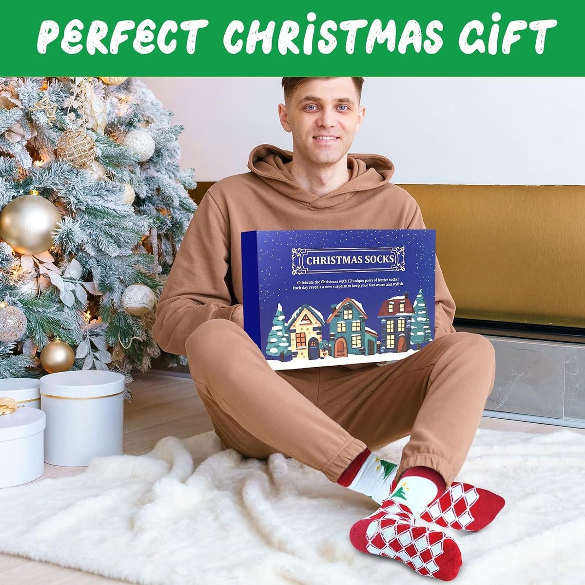 ANOTION Christmas Socks Advent Calendar for Men - 12 Pairs - product view 6