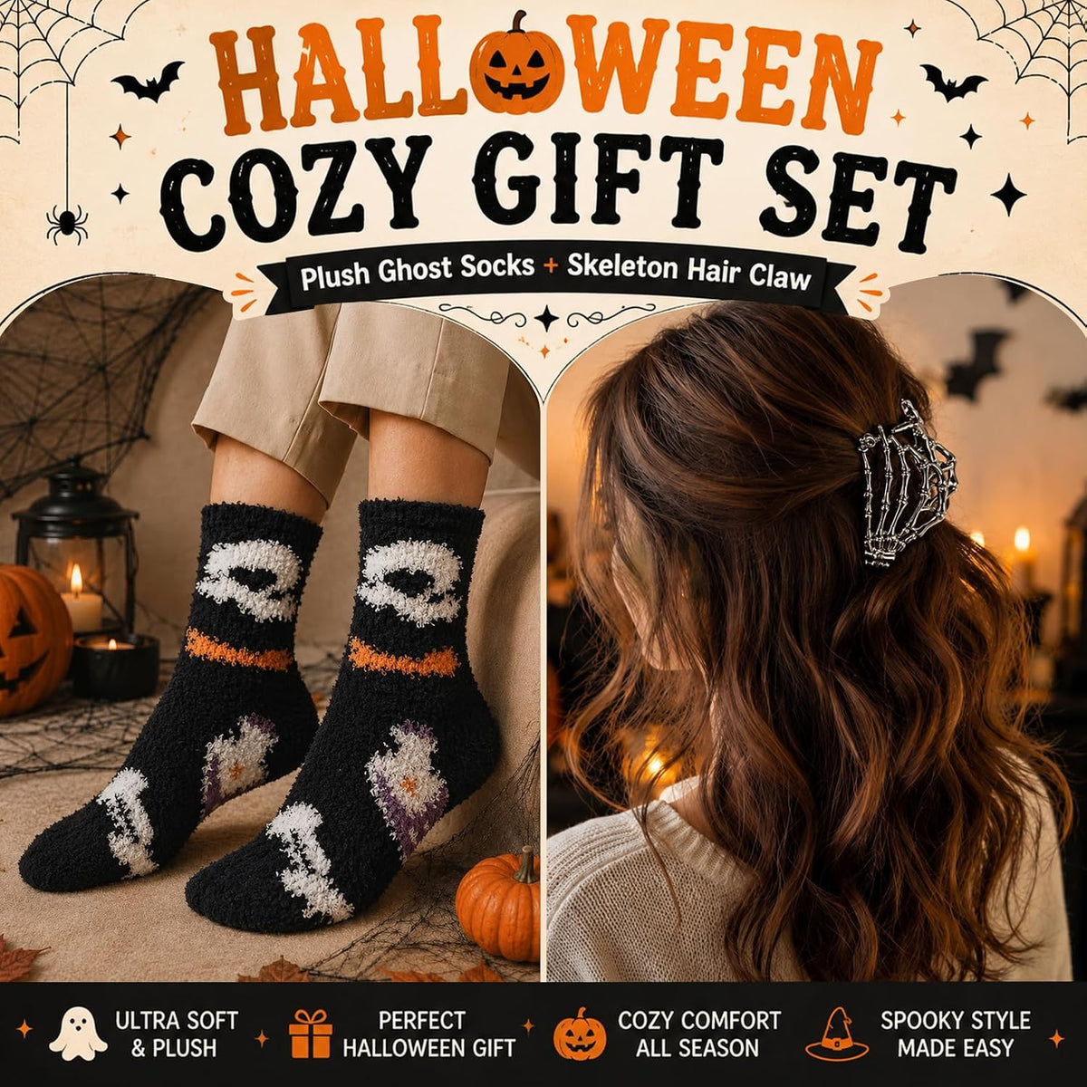 Black Halloween Boo Basket Gift Set with Blanket - product image 5