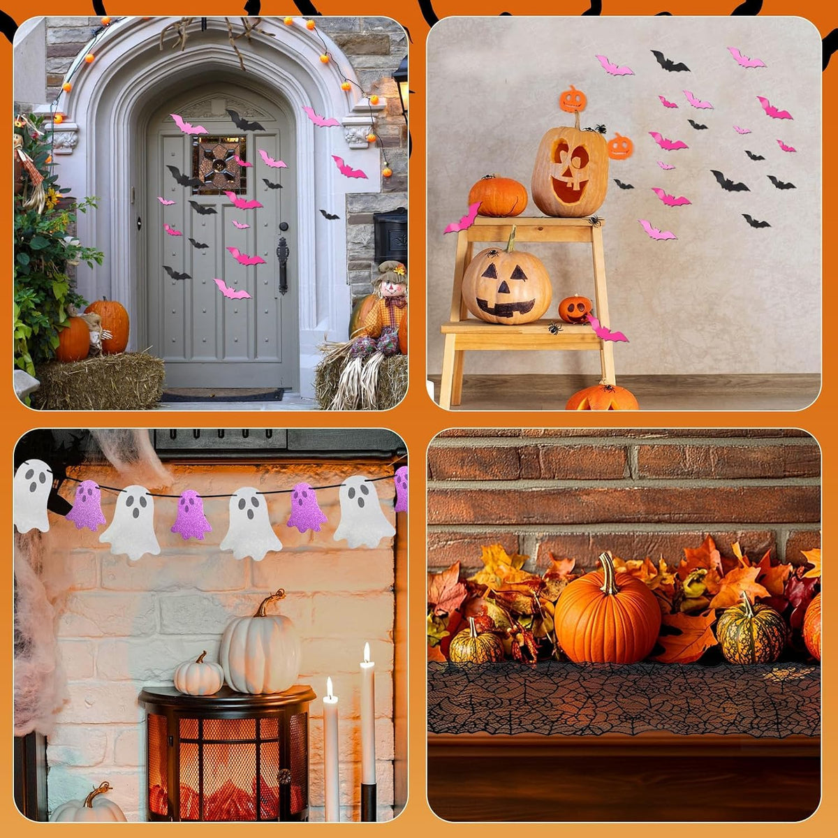 Pink Halloween Decor Set with Ghost Banners and Bat Stickers - product image 5