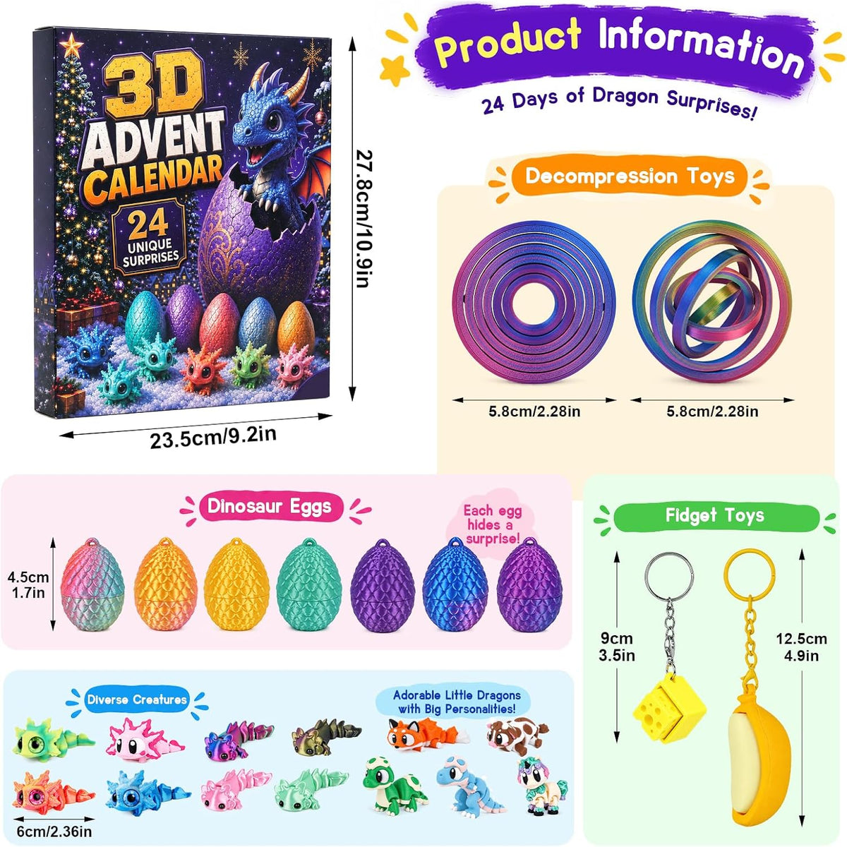 ANOTION 3D Animal and Dragon Advent Calendar - 24 Days - product view 2