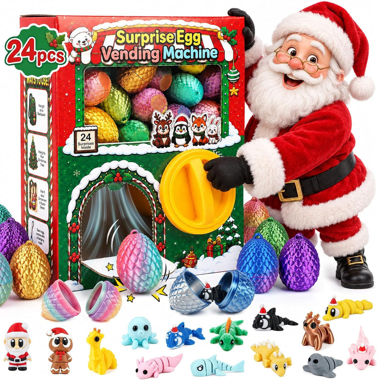 ONEHAUS Animal Egg Vending Machine Advent Calendar - 24 Eggs - set and countdown packaging