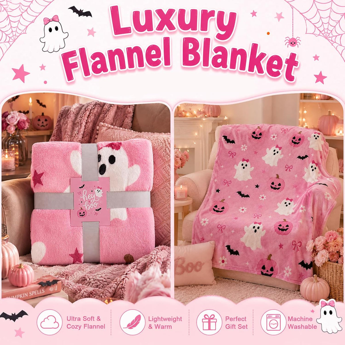 Pink Halloween Boo Basket Gift Set with Blanket - product image 6