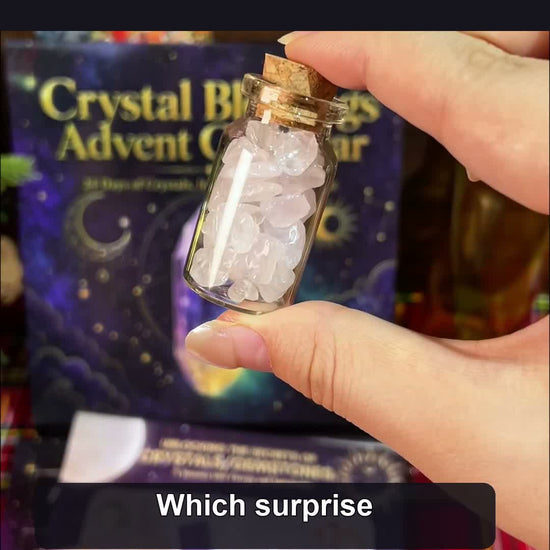 Crystal Advent Calendar: tiny decorative crystal bottles and polished stones. Bamboo Mason product demonstration with captions and AI-generated English narration.