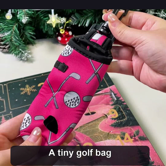 Pink Golf Advent Calendar: a tiny pink golf bag reveal. Bamboo Mason product demonstration with captions and AI-generated English narration.