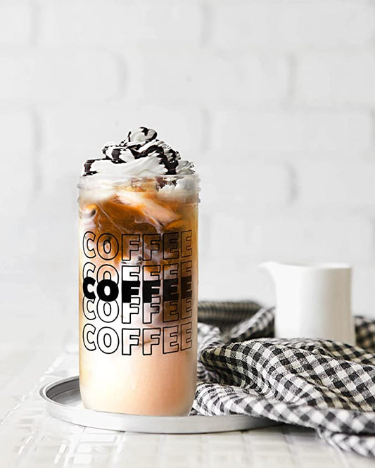 Coffee Cup, Mason Jar with Lids and Straw 24oz-black